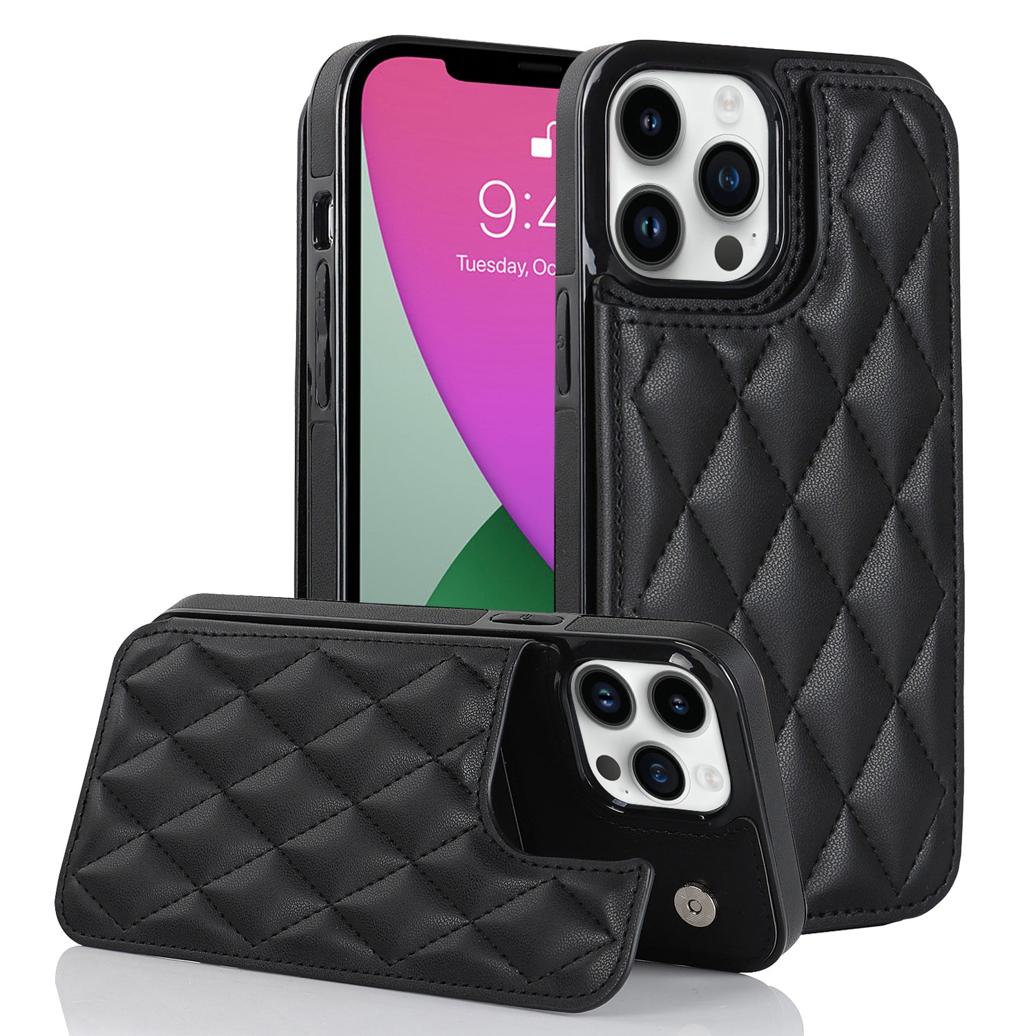 For iPhone 12 Pro Max Anti-Scratch Phone Cover Magnetic Button Kickstand Card Holder PU Leather TPU Case For iPhone 12 Pro Max Anti-Scratch Phone Cover Magnetic Button Kickstand Card Holder PU Leather TPU Case
